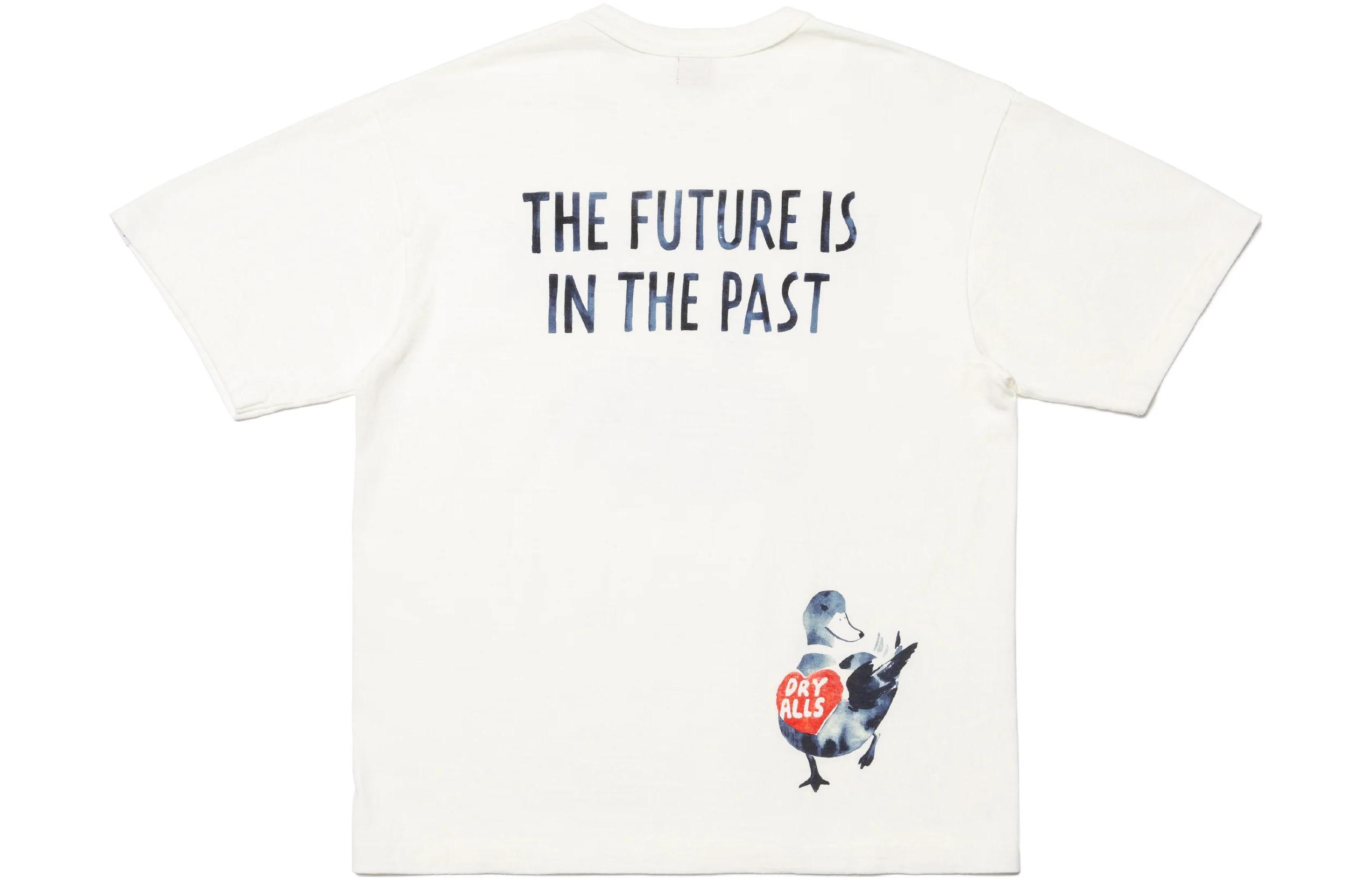 Lookbook 휴먼 메이드 SS23 오리 그래픽 유니섹스 화이트 티. HM25TE022