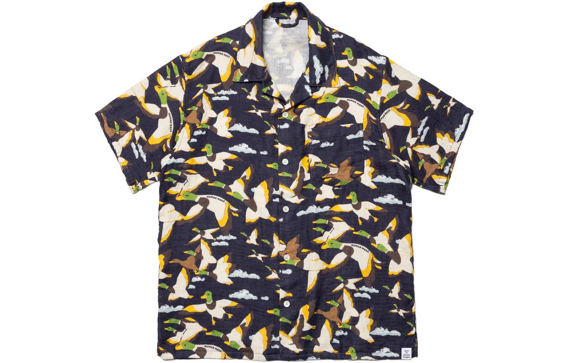 HUMAN MADE SS23 Duck Print Blue Short Sleeve Shirt Unisex. HM25SH018