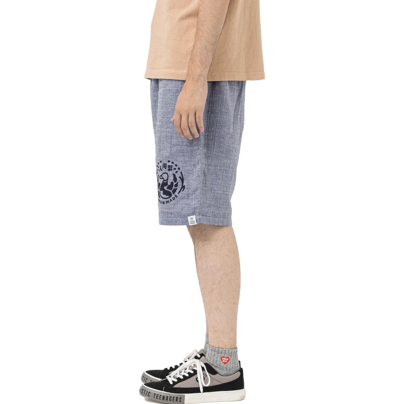 Details for HUMAN MADE 2023春夏鸭子印花抽绳短裤 男女通用 蓝色 HM25PT029