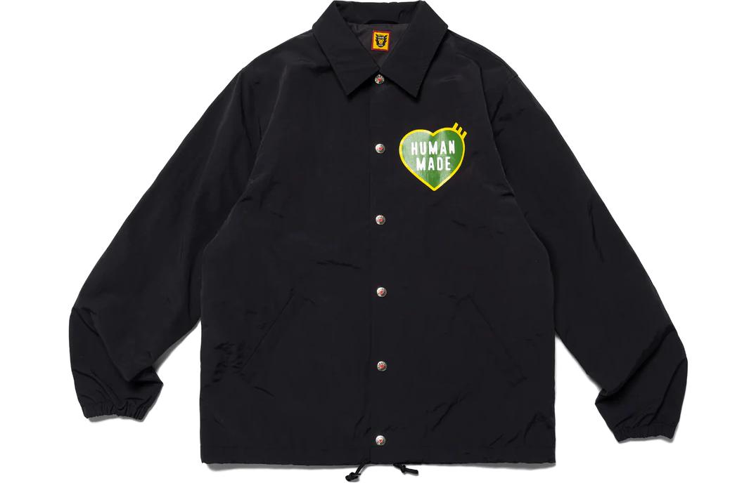 HUMAN MADE SS23 Flamingo Heart Logo Printed Coach Jacket Unisex. HM25JK027