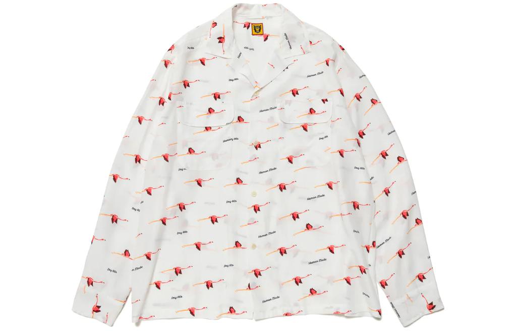 HUMAN MADE SS23 Flamingo Print Open Collar L/S Shirt Unisex HM25SH010