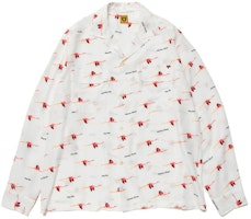 HUMAN MADE SS23 Flamingo Print Open Collar L/S Shirt Unisex HM25SH010 HUMAN MADE SS23 Flamingo Print Open Collar L/S Shirt Unisex HM25SH010