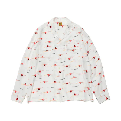 HUMAN MADE SS23 Flamingo Print Open Collar L/S Shirt Unisex HM25SH010
