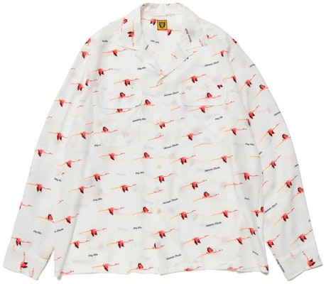 HUMAN MADE SS23 Flamingo Print Open Collar L/S Shirt Unisex HM25SH010 Order HUMAN MADE SS23 Flamingo Print Open Collar L/S Shirt Unisex HM25SH010