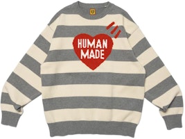 HUMAN MADE SS23 Heart Logo Striped Knit Sweater Unisex. HM25CS002 HUMAN MADE SS23 Heart Logo Striped Knit Sweater Unisex. HM25CS002