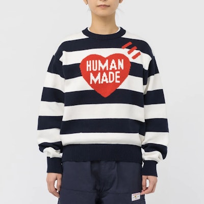 HUMAN MADE SS23 心形标志条纹针织毛衣 男女款. HM25CS002 4