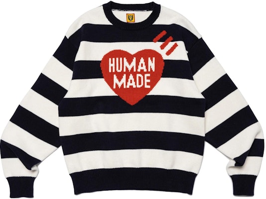 HUMAN MADE SS23 心形标志条纹针织毛衣 男女款. HM25CS002 2