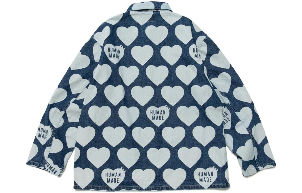 Lookbook HUMAN MADE 2023春夏款爱心图案牛仔夹克 男女同款 蓝色. HM25JK024
