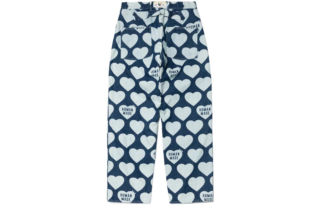 Lookbook HUMAN MADE SS23 Heart Pattern Relaxed Fit Denim Jeans Unisex Blue. HM25PT013