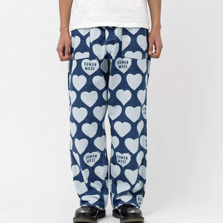 Shop HUMAN MADE SS23 Heart Pattern Relaxed Fit Denim Jeans Unisex Blue. HM25PT013