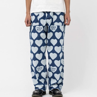 HUMAN MADE SS23 Heart Pattern Relaxed Fit Denim Jeans Unisex Blue. HM25PT013 Shop HUMAN MADE SS23 Heart Pattern Relaxed Fit Denim Jeans Unisex Blue. HM25PT013