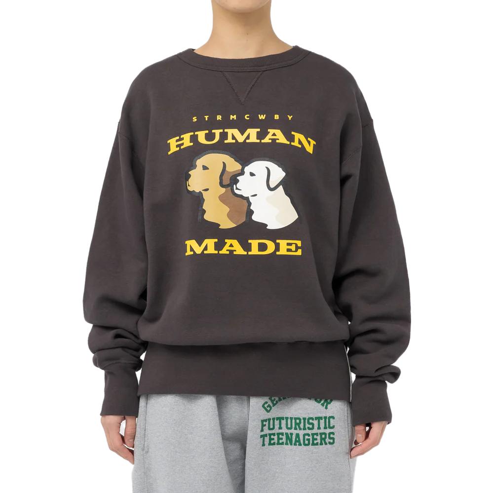 Shop HUMAN MADE SS23 狩猎系列狗狗图案男女同款圆领卫衣. HM25CS011