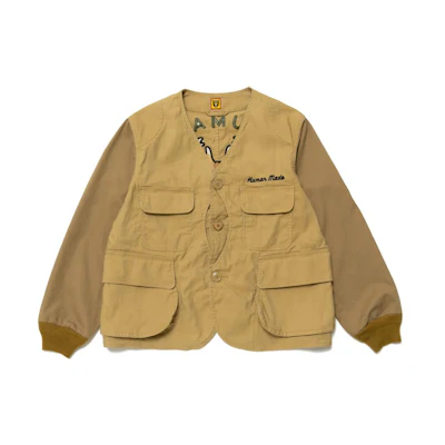Human Made SS23 Hunting Series Letter & Moose Print Colorblock Jacket Beige Unisex HM25JK014