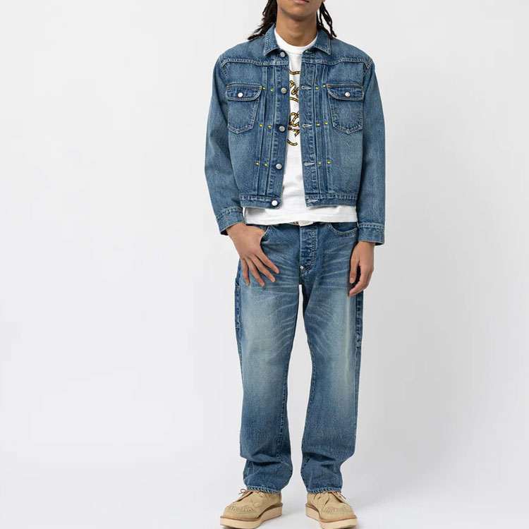 Shop HUMAN MADE SS23 Jaket Denim Unisex Bordir Logo Biru. HM25JK022