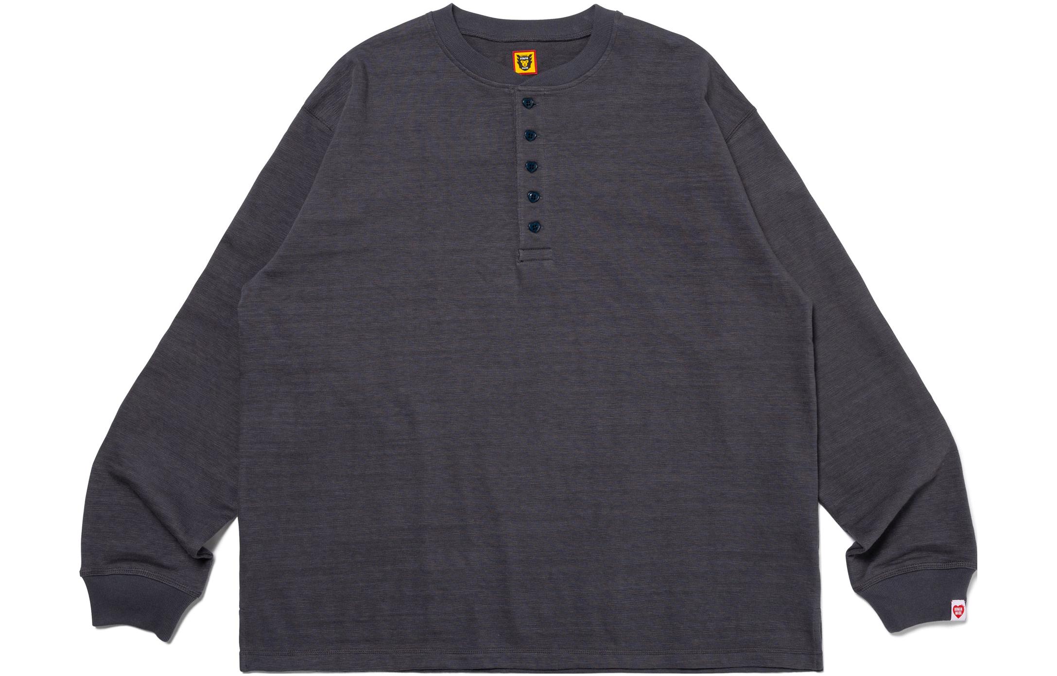 HUMAN MADE SS23 Military Style Button Henley Long Sleeve Tee Unisex HM26CS013