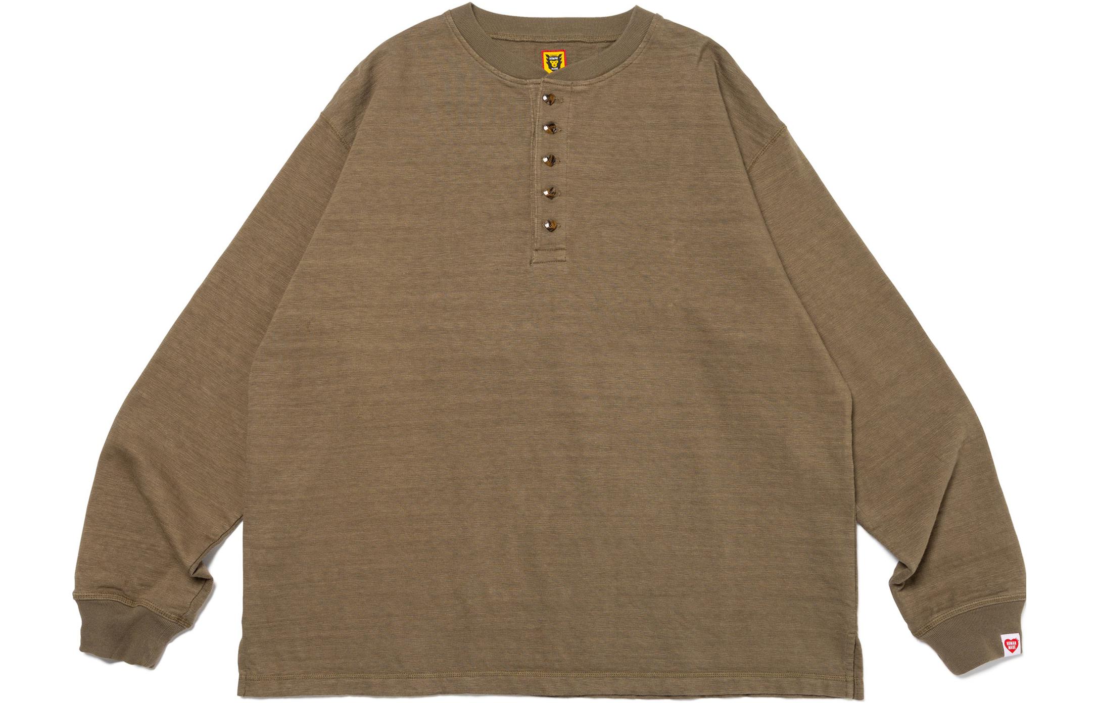 Order 휴먼메이드 SS23 밀리터리 스타일 헨리넥 긴팔 티셔츠 유니섹스 HM26CS013