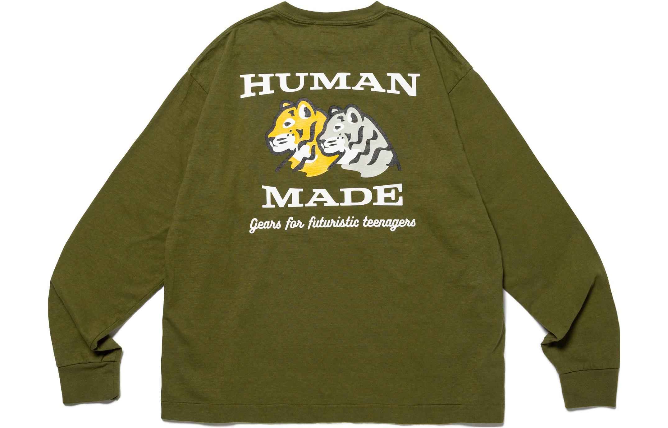 Order Camiseta Unisex Manga Larga Estampado Tigre Militar HUMAN MADE SS23 HM26CS004