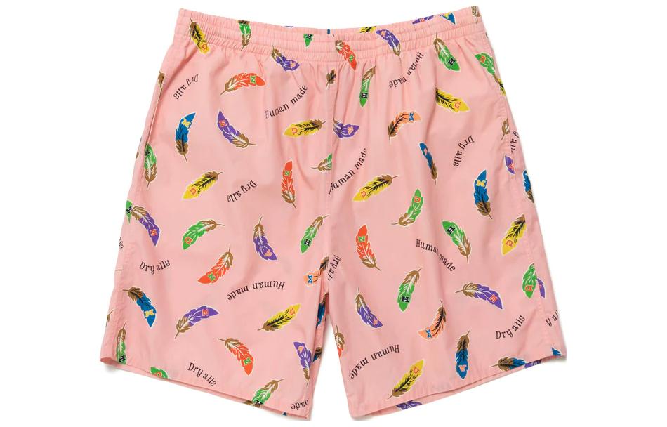 Cheap HUMAN MADE SS23 Multicolor Feather Print Shorts Unisex HM25PT022
