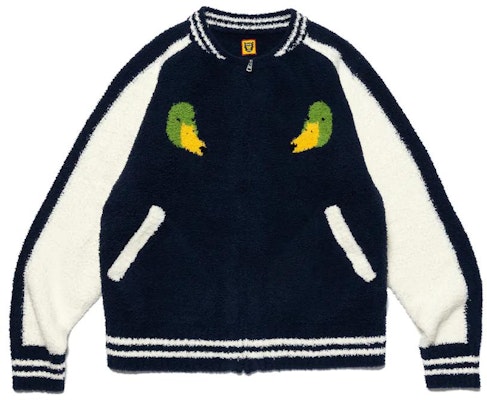 HUMAN MADE 2023春夏款海军蓝拼接鸭子印花棒球夹克 男款 HM24JK032 Lookbook HUMAN MADE 2023春夏款海军蓝拼接鸭子印花棒球夹克 男款 HM24JK032