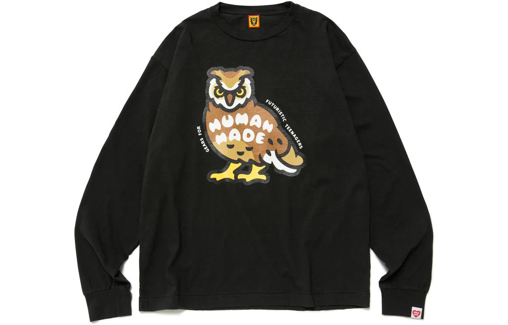 Order HUMAN MADE SS23 Camiseta Manga Larga Unisex Estampado Búho. HM25CS028