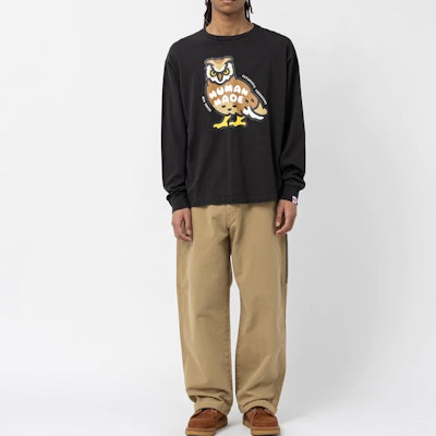 HUMAN MADE SS23 Camiseta Manga Larga Unisex Estampado Búho. HM25CS028 Shop HUMAN MADE SS23 Camiseta Manga Larga Unisex Estampado Búho. HM25CS028