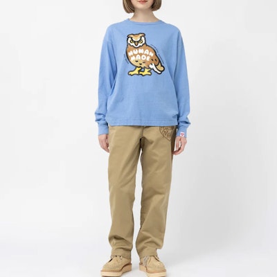 HUMAN MADE SS23 Camiseta Manga Larga Unisex Estampado Búho. HM25CS028 Cheap HUMAN MADE SS23 Camiseta Manga Larga Unisex Estampado Búho. HM25CS028