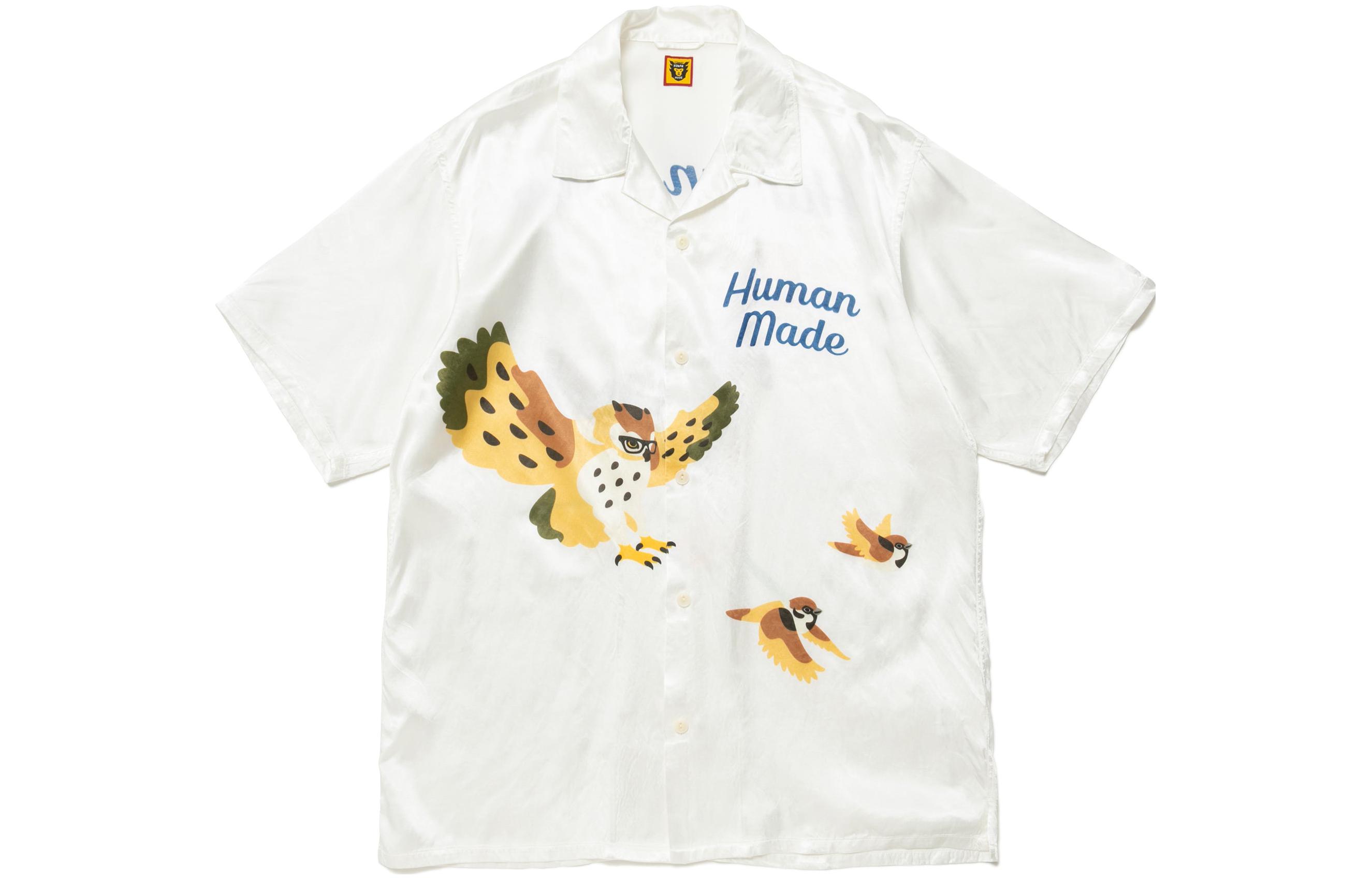 Order HUMAN MADE SS23 Owl Print Loose Fit Short Sleeve Shirt Unisex White HM25SH017