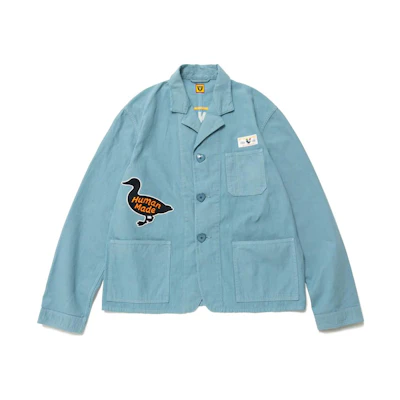 Human Made SS23 Patch Embroidered Collared Long Sleeve Jacket Blue Unisex HM3JK25