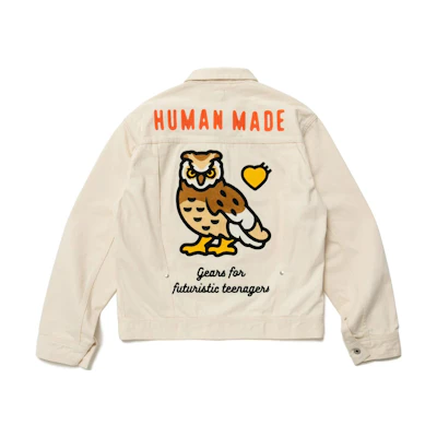 HUMAN MADE SS23 Pocket Logo Print Unisex Work Jacket - Off-White. HM25JK021