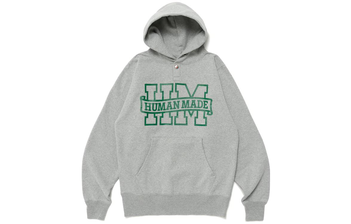 Order HUMAN MADE SS23 Pullover Sweatshirt Unisex dengan Kerah Kancing dan Logo. HM25CS007