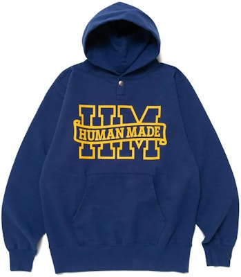 HUMAN MADE SS23 Pullover Sweatshirt Unisex dengan Kerah Kancing dan Logo. HM25CS007 Cheap HUMAN MADE SS23 Pullover Sweatshirt Unisex dengan Kerah Kancing dan Logo. HM25CS007