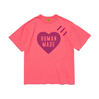 HUMAN MADE SS23 Solid Heart Logo Crewneck T-Shirt Unisex. HM25CS037