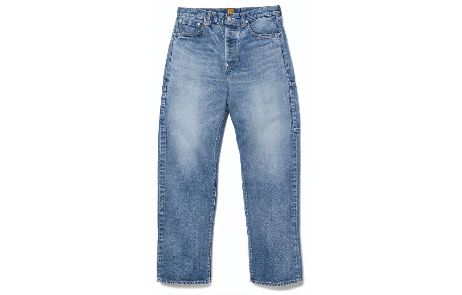 HUMAN MADE SS23 Storm Denim Straight-Leg Jeans Unisex Blue Wash. HM26PT006