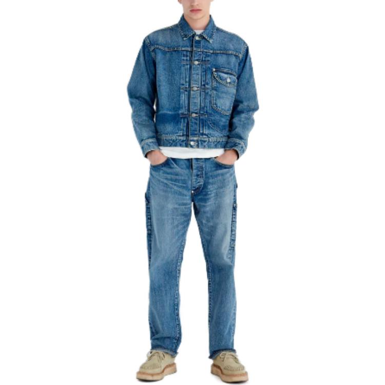 Shop HUMAN MADE SS23 丹宁直筒牛仔裤 男女同款 蓝色水洗。 HM26PT006