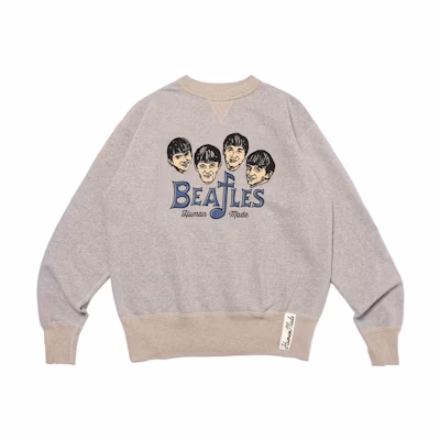 HUMAN MADE SS23 The Beatles Graphic Crewneck Knit Sweater Unisex Grey. HM26CS023