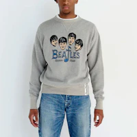 Shop HUMAN MADE SS23 The Beatles Crewneck Knit Sweater Unisex Kelabu. HM26CS023