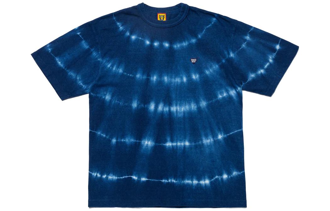 HUMAN MADE SS23 Tie-Dye Logo Embroidered Unisex T-Shirt Blue. HM25CS052