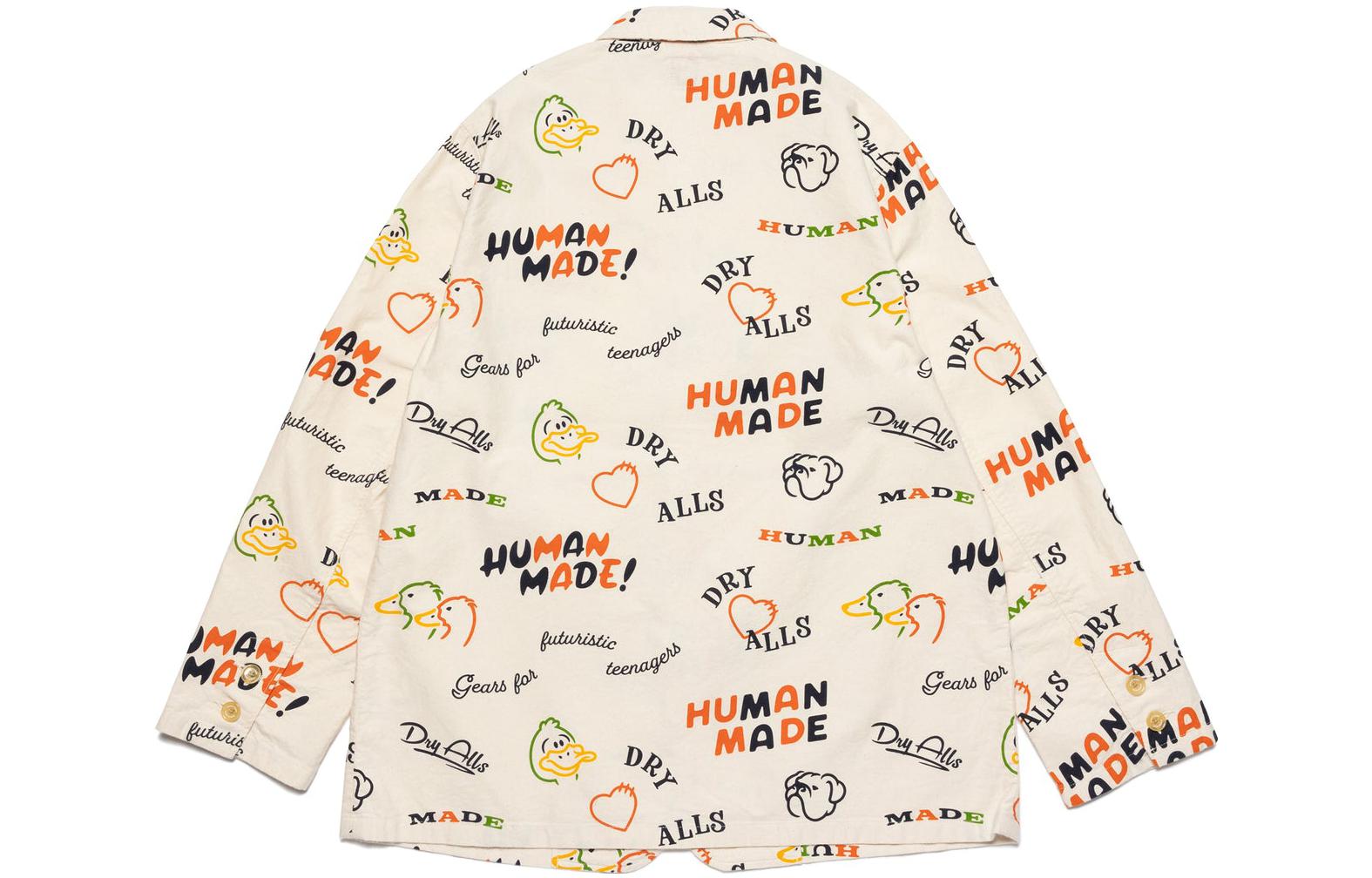 Lookbook HUMAN MADE SS23白色卡通鴨動物印花男士長袖外套 HM25JK009