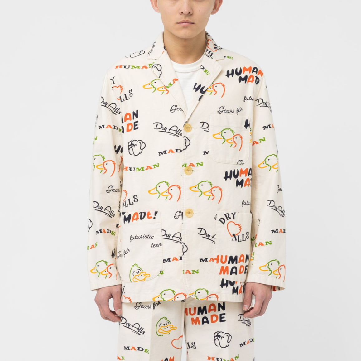 Purchase HUMAN MADE SS23白色卡通鴨動物印花男士長袖外套 HM25JK009