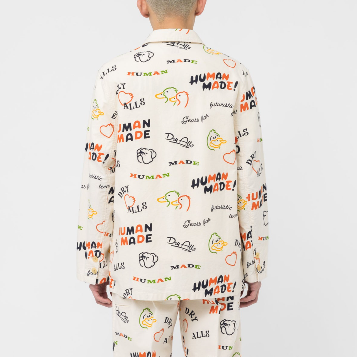 Details for HUMAN MADE SS23白色卡通鴨動物印花男士長袖外套 HM25JK009