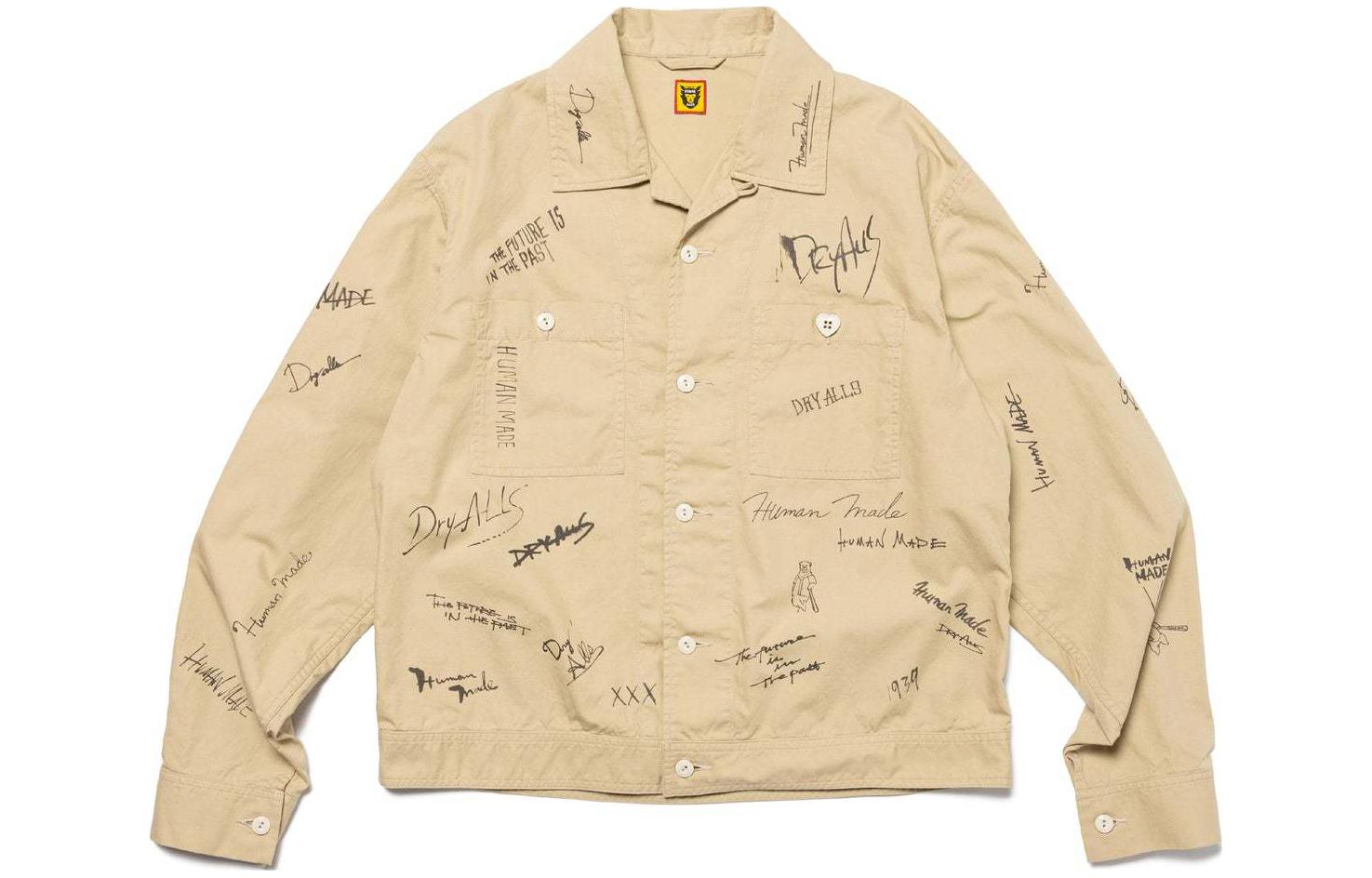 HUMAN MADE SS24 All-Over Letter Print Button-Up Short Jacket Unisex HM27JK010