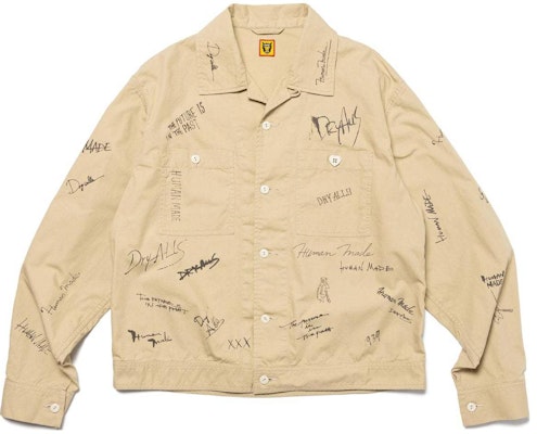 HUMAN MADE SS24 All-Over Letter Print Button-Up Short Jacket Unisex HM27JK010 Buy HUMAN MADE SS24 All-Over Letter Print Button-Up Short Jacket Unisex HM27JK010