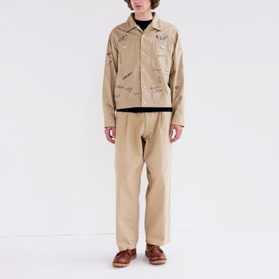 HUMAN MADE SS24 All-Over Letter Print Button-Up Short Jacket Unisex HM27JK010 Shop HUMAN MADE SS24 All-Over Letter Print Button-Up Short Jacket Unisex HM27JK010