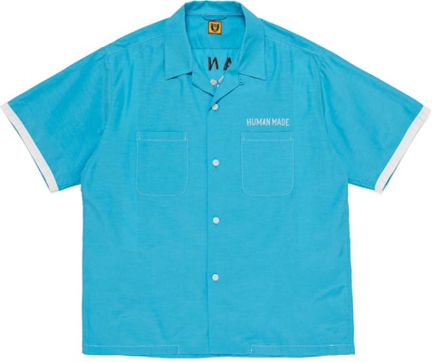 휴먼 메이드 SS24 블루 자수 볼링 반팔 셔츠 유니섹스. HM27SH027 Lookbook 휴먼 메이드 SS24 블루 자수 볼링 반팔 셔츠 유니섹스. HM27SH027