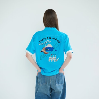 휴먼 메이드 SS24 블루 자수 볼링 반팔 셔츠 유니섹스. HM27SH027 Purchase 휴먼 메이드 SS24 블루 자수 볼링 반팔 셔츠 유니섹스. HM27SH027