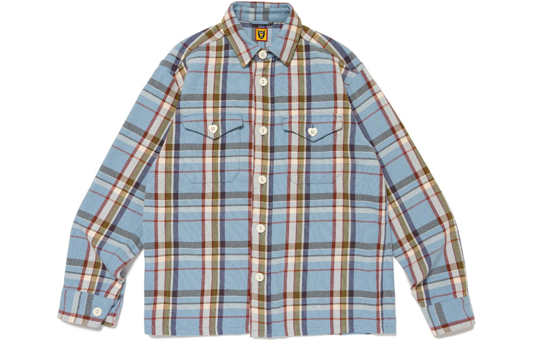 HUMAN MADE SS24 Checkered Button-Up Point Collar Long Sleeve Shirt Unisex HM27SH004