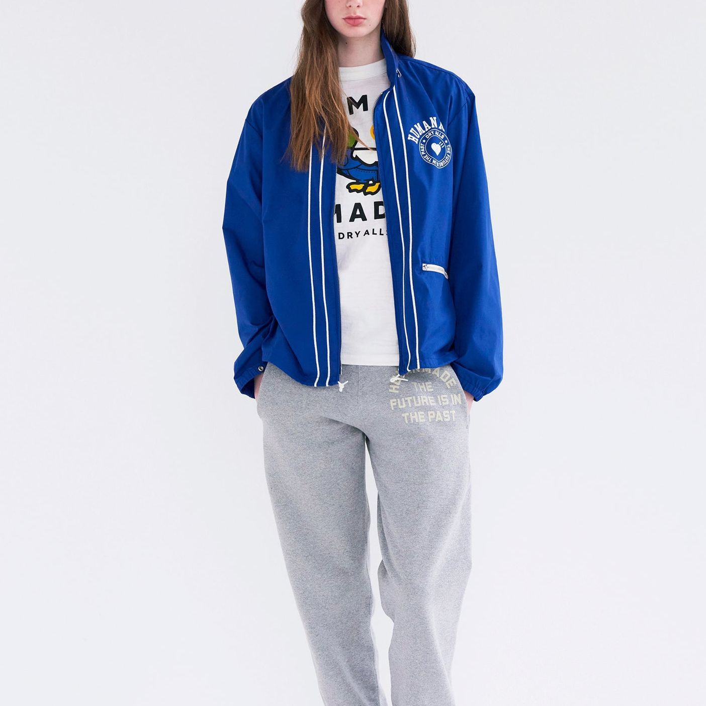 Shop HUMAN MADE SS24 Jaket Unisex Cotton Waist Drawstring Letter Print HM27JK009