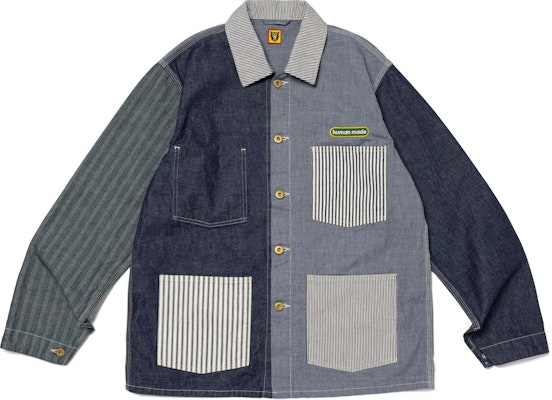 HUMAN MADE SS24 Jaket Crazy Coverall Indigo Unisex Desain Tombol Slogan. HM27JK012 Order HUMAN MADE SS24 Jaket Crazy Coverall Indigo Unisex Desain Tombol Slogan. HM27JK012