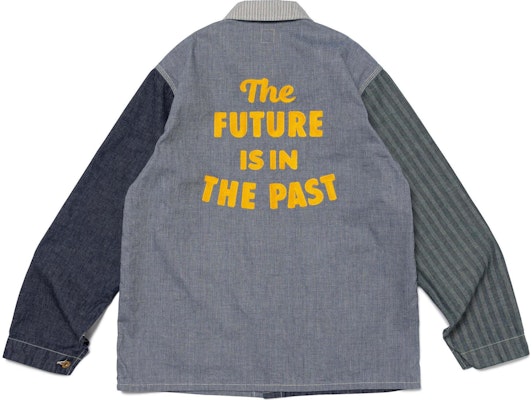 HUMAN MADE SS24 Jaket Crazy Coverall Indigo Unisex Desain Tombol Slogan. HM27JK012 Lookbook HUMAN MADE SS24 Jaket Crazy Coverall Indigo Unisex Desain Tombol Slogan. HM27JK012