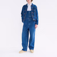 Shop HUMAN MADE SS24 刺繡藍色丹寧牛仔外套 男女款排釦上衣。 HM27JK015